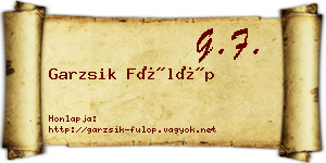 Garzsik Fülöp névjegykártya